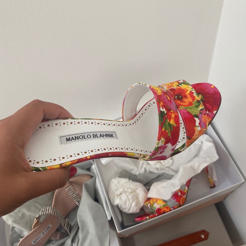 Manolo Blahnik floral heels